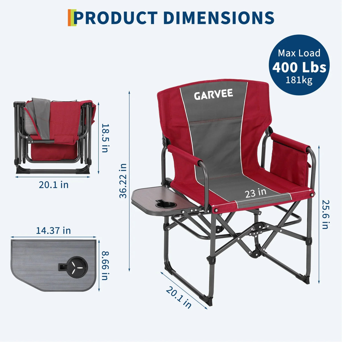 HiMISS Heavy Duty Folding Director Chair With Side Cup Holder