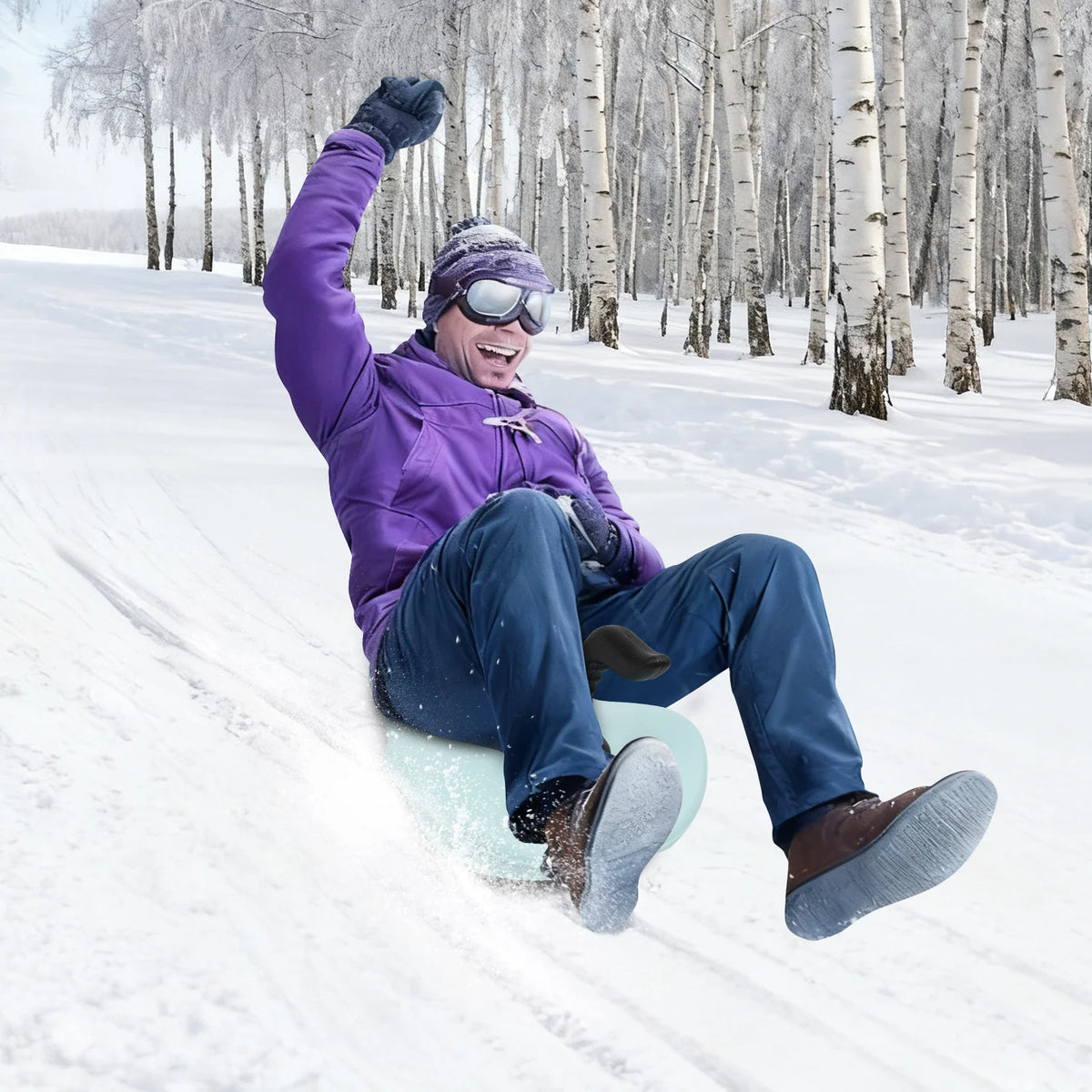 Portable Handheld Outdoor Snow Sled With Ergonomic Curved Handle