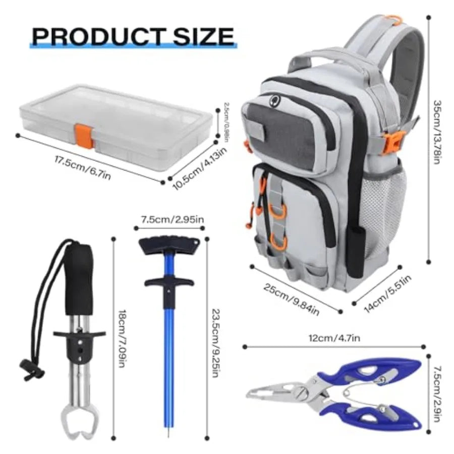 Waterproof Fishing Backpack With Tackle Boxes And Rod Holder