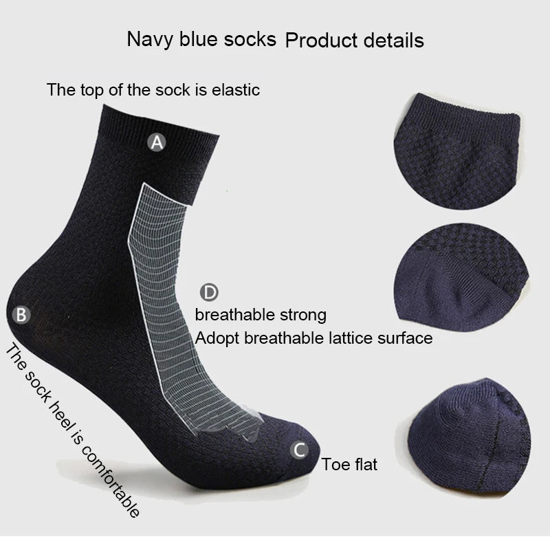Men's Bamboo Fiber Socks 10 Pairs Pack Comfort Crew Length
