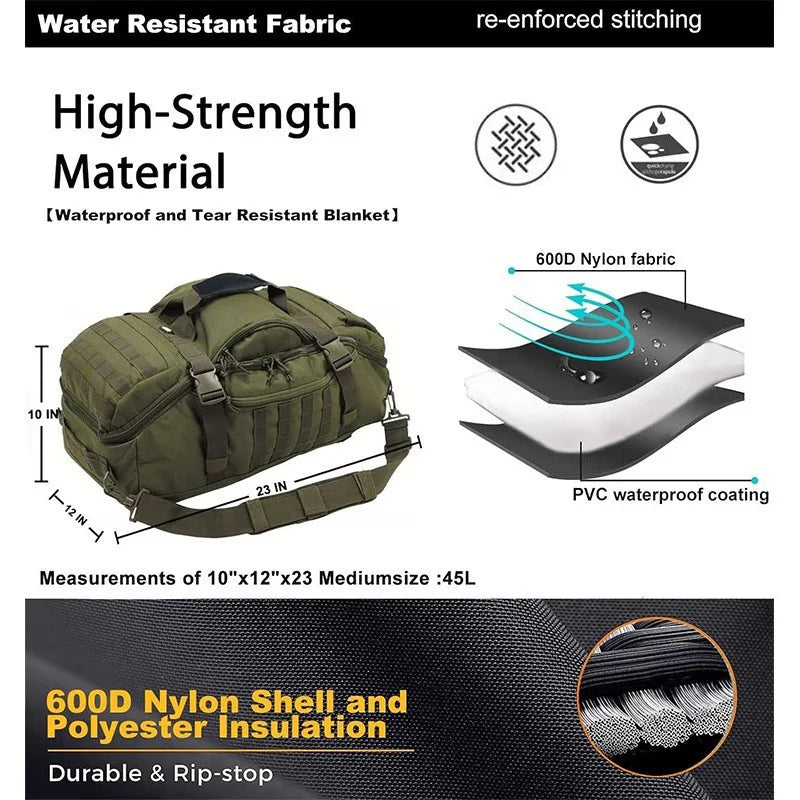 LQARMY Versatile Travel Duffel Bag Waterproof Polyester Weekender