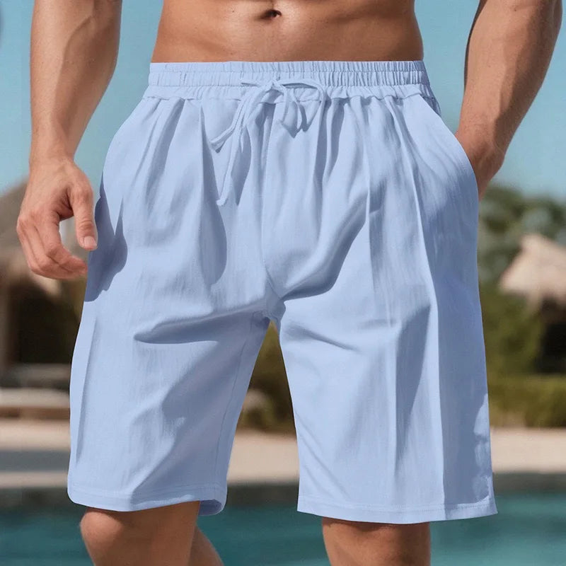 Men's Quick Dry Linen Swim Trunks With Side Pockets