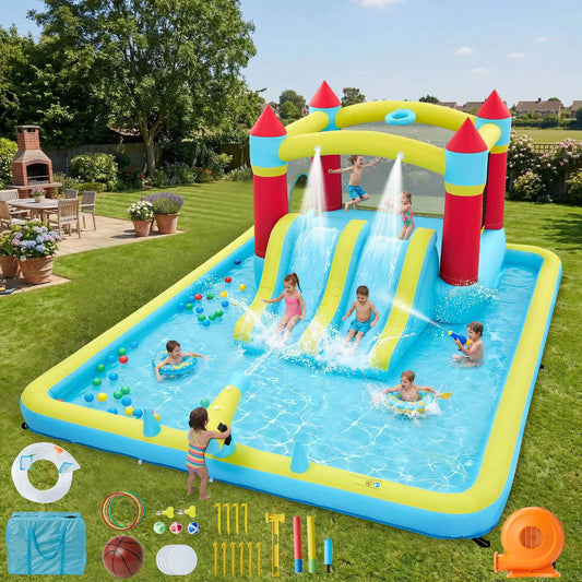HiMISS Inflatable Bounce House With Slide And Splash Pool Playset