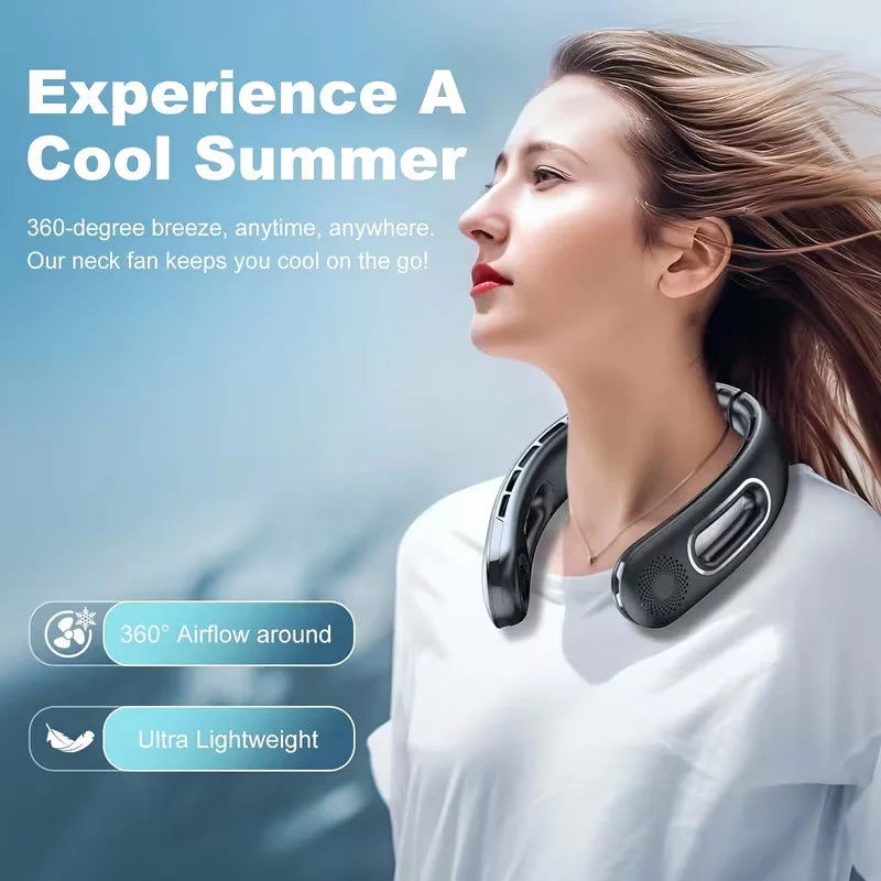 USB Rechargeable Bladeless Neck Fan For Portable Outdoor Cooling