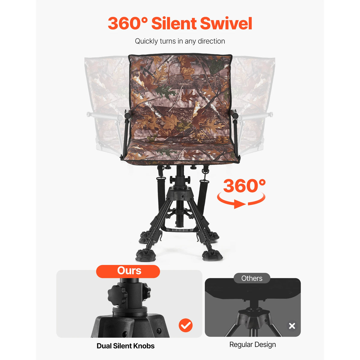 Foldable Silent Swivel Hunting Chair For Outdoor Camping Seating