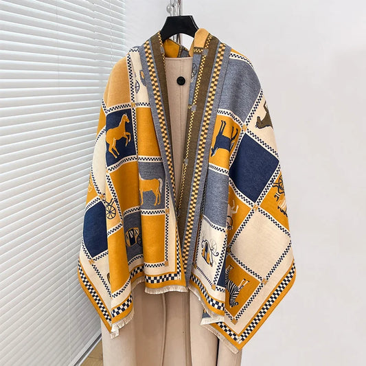 Irojeff Soft Women Horse Print Winter Scarf Shawl Wraps