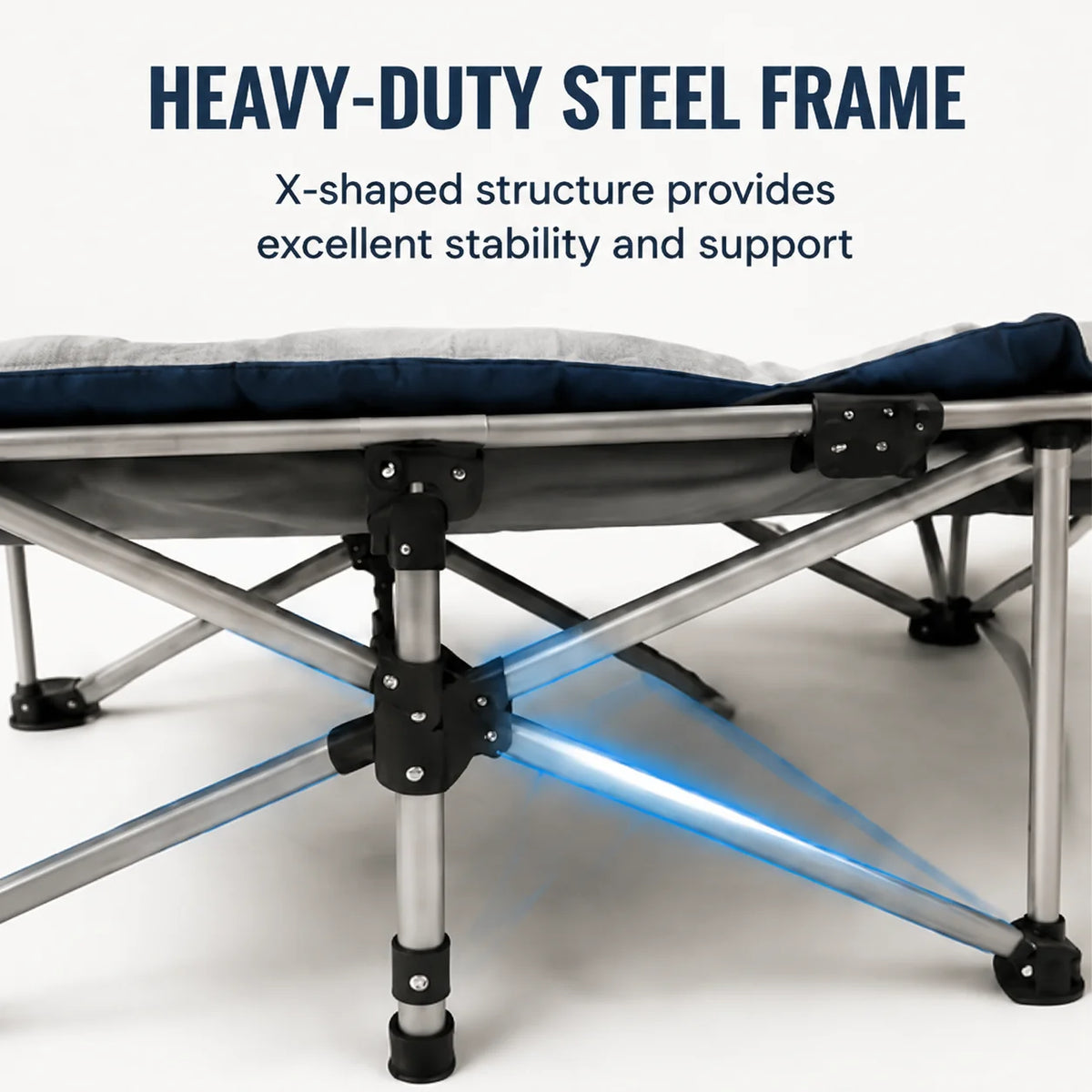Portable Foldable Camping Cot With Thick Padded Mattress Sturdy Frame