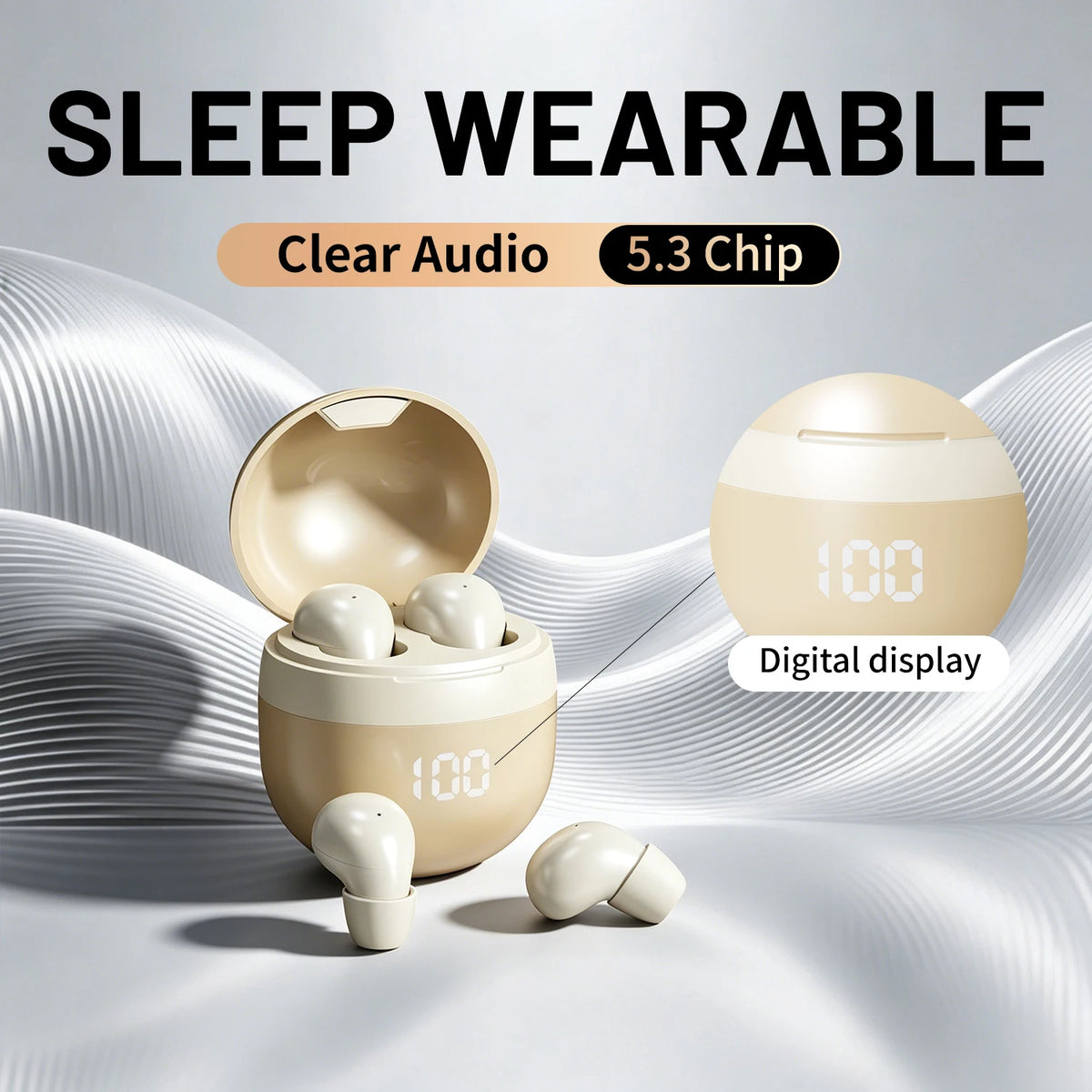 SHUKE Wireless Bluetooth Sleep Earbuds With Active Noise Cancellation