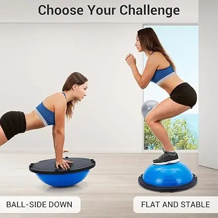 Half Balance Ball Trainer With Resistance Bands For Yoga Fitness