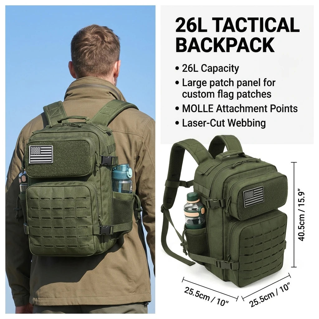 ReFire Gear Tactical Gym Backpack With Molle System And Cup Holders