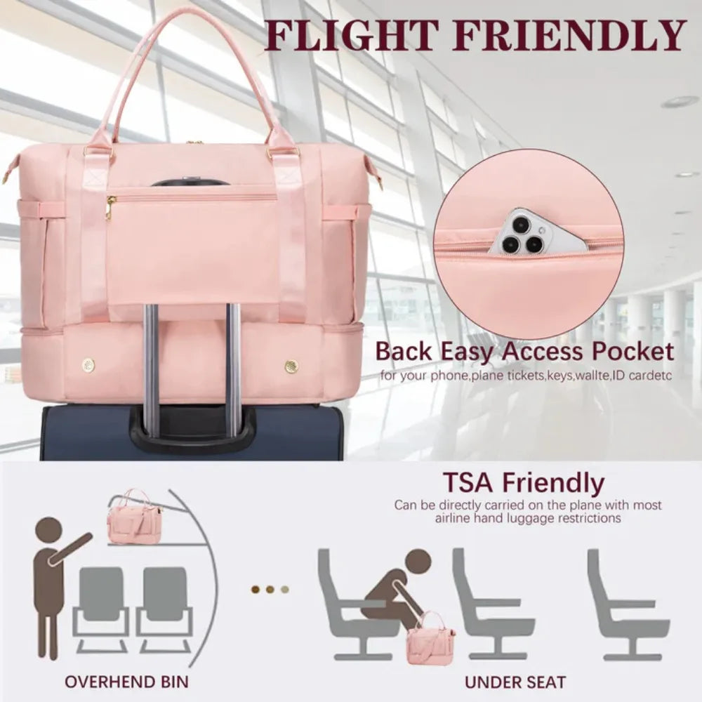 Kabaqoo Women Travel Duffle Bag With USB And Shoe Compartment