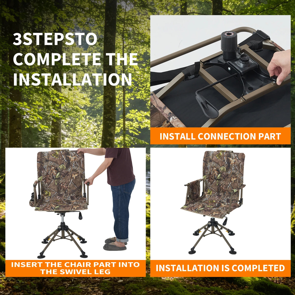 HOSSLLY 360 Degree Swivel Camping Chair with Mesh Backrest