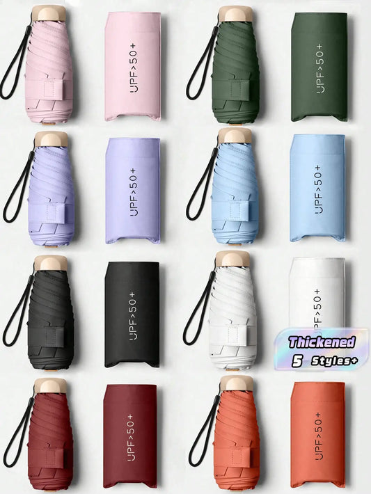 Foldable Travel Umbrella With UV Protection And Portable Storage Bag