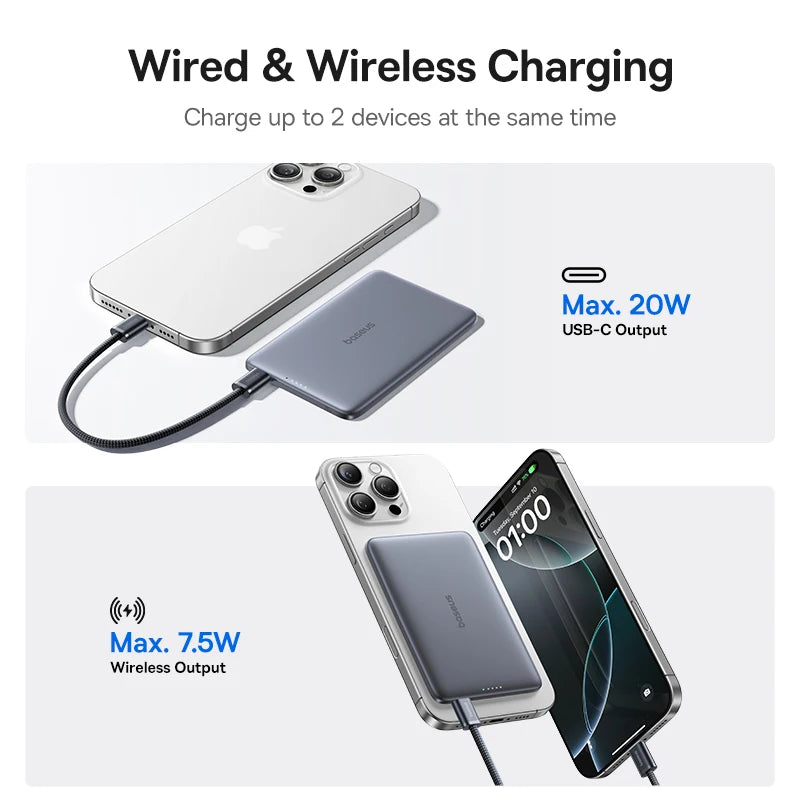 Baseus Magnetic Wireless Power Bank With USB C Fast Charging