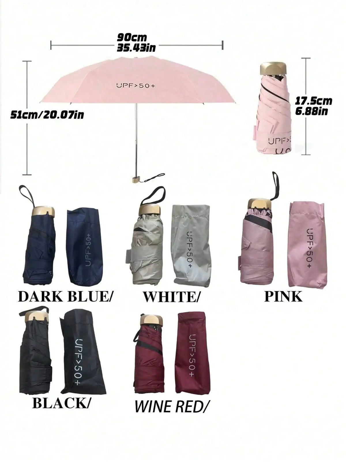 Foldable Travel Umbrella With UV Protection And Portable Storage Bag