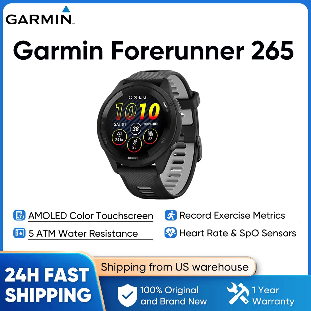 Garmin Forerunner 265 GPS Smartwatch Amoled Screen Heart Rate Sensor