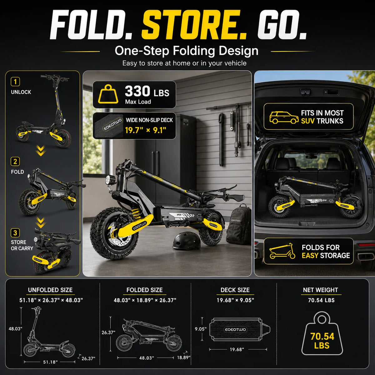 EOEOTWO 1200W Off Road Electric Scooter For Commuting