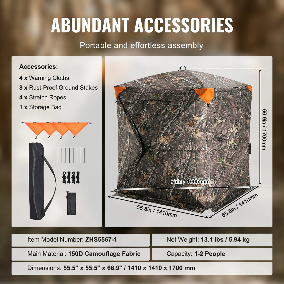 SucceBuy Portable See Through Hunting Ground Blind With Mesh
