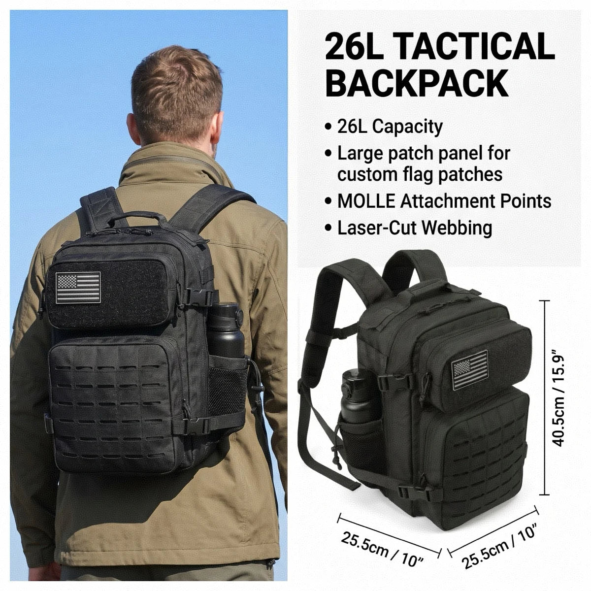 ReFire Gear Tactical Gym Backpack With Molle System And Cup Holders