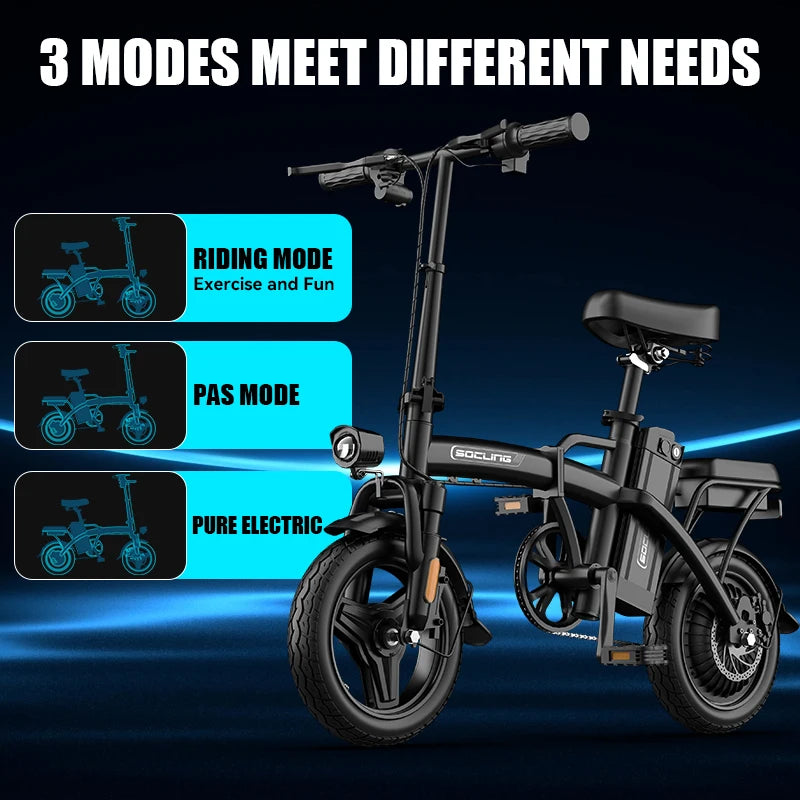 Compact Foldable Electric Bike With Rear Disc Brake And Cargo Basket