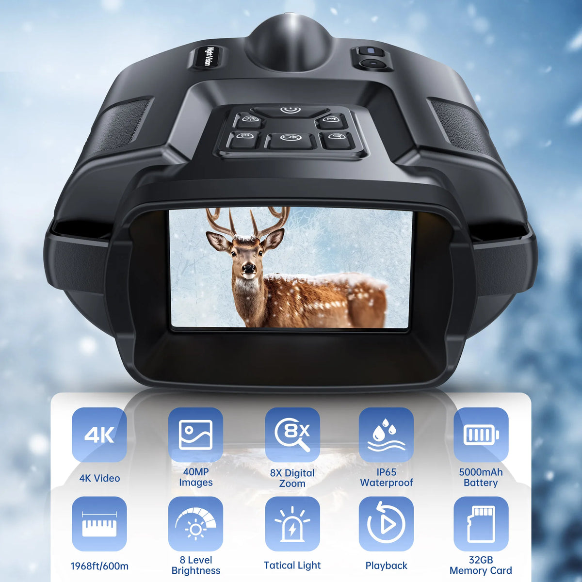 Rechargeable 4K Night Vision Binoculars With Infrared Digital Zoom