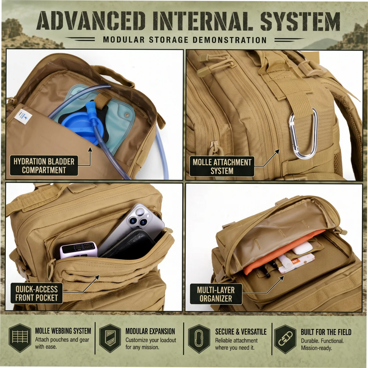 ReFire Gear Tactical Hunting Backpack With Modular Molle System Design