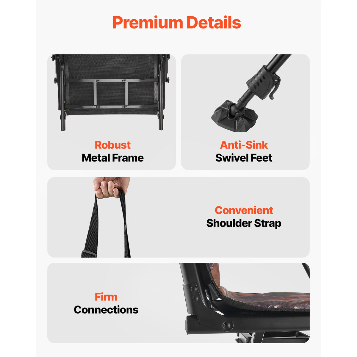 Foldable Silent Swivel Hunting Chair For Outdoor Camping Seating