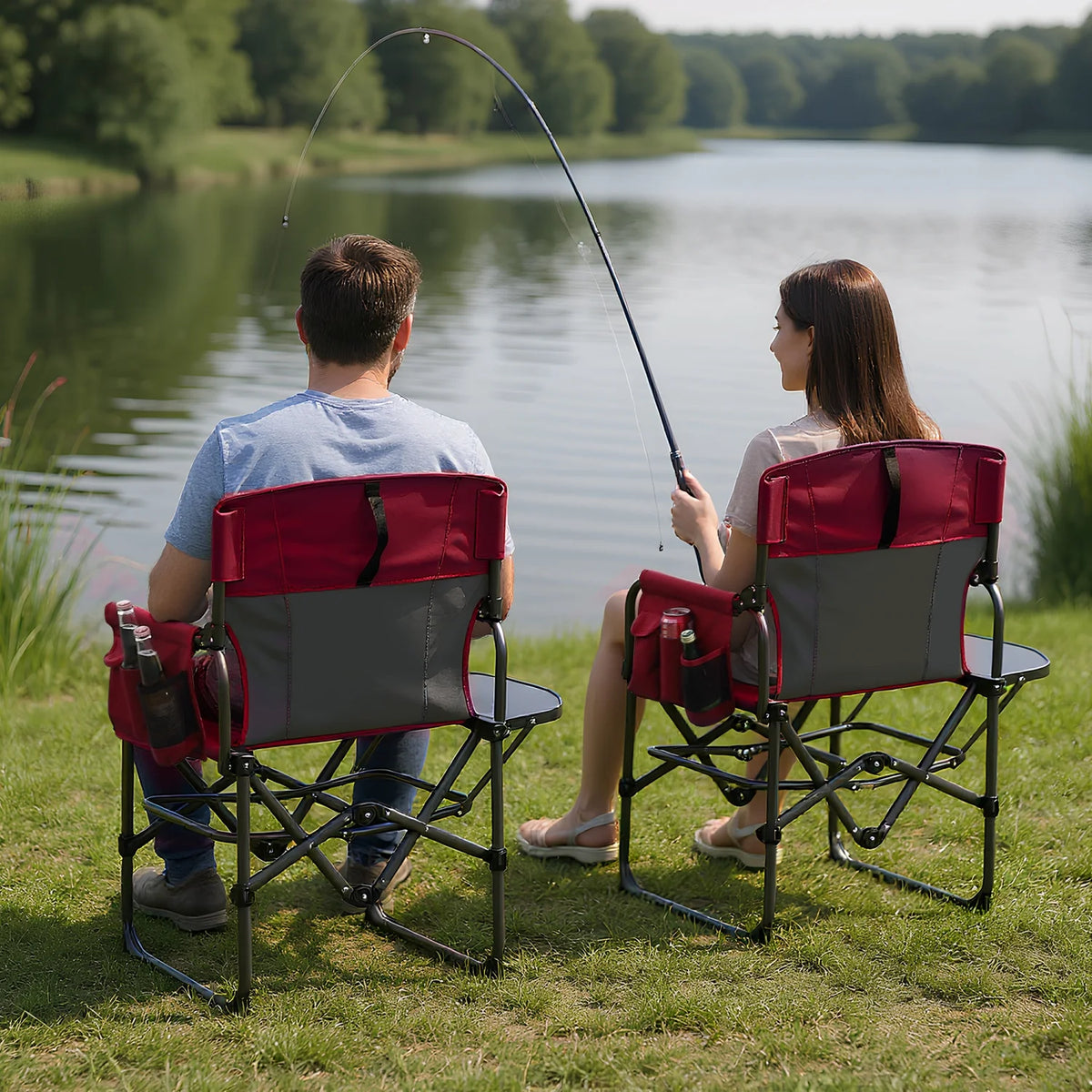 HiMISS Heavy Duty Folding Director Chair With Side Cup Holder