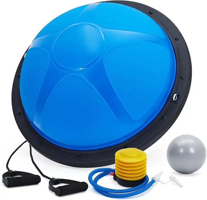 Half Balance Ball Trainer With Resistance Bands For Yoga Fitness