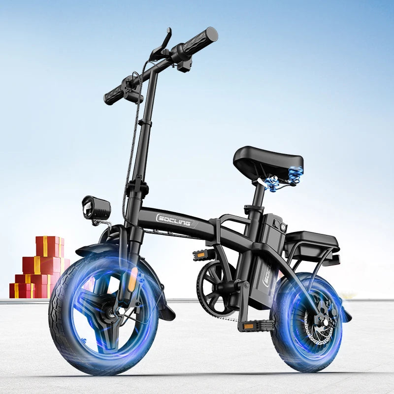 Compact Foldable Electric Bike With Rear Disc Brake And Cargo Basket