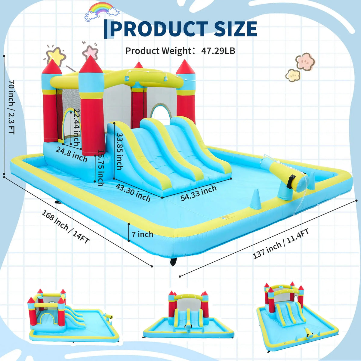 HiMISS Inflatable Bounce House With Slide And Splash Pool Playset