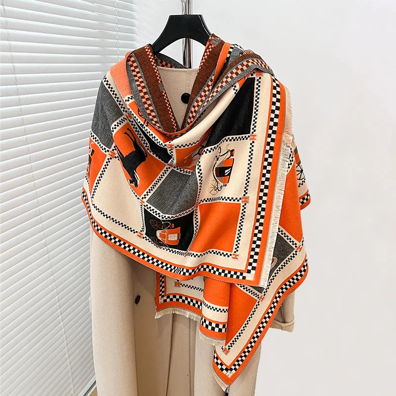 Irojeff Soft Women Horse Print Winter Scarf Shawl Wraps