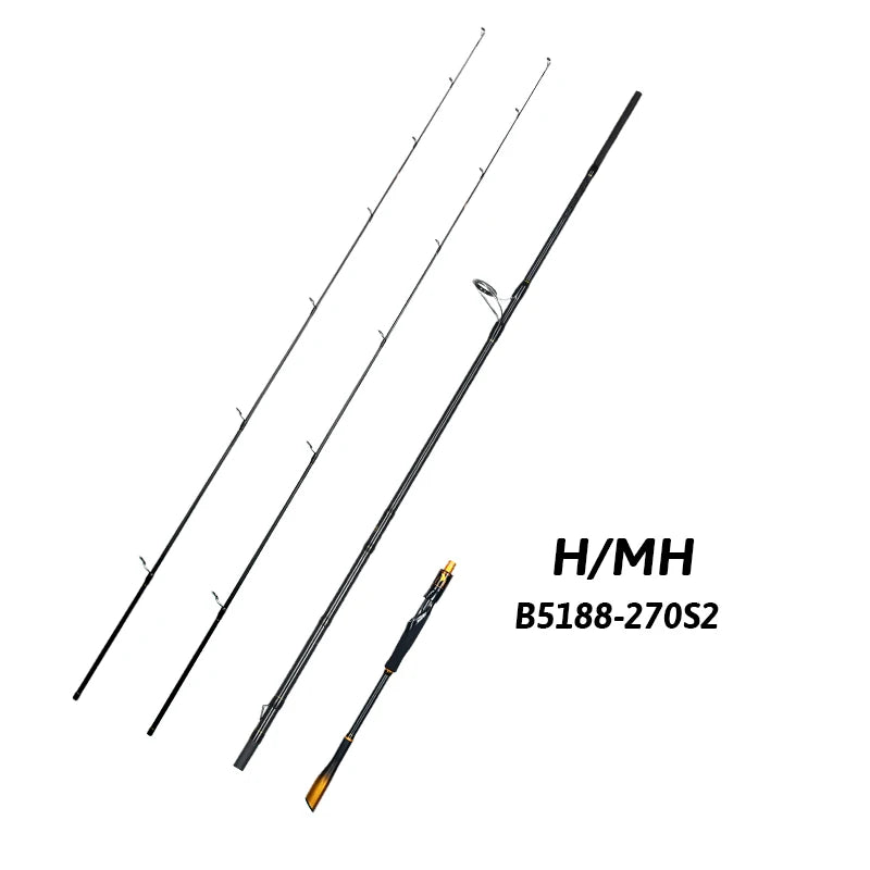 Biutifu 2 Tip Fast Action Carbon Fishing Rod Fuji Guides